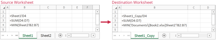 Replace references within the target worksheet