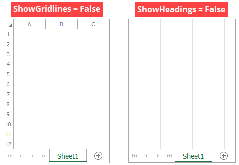 Hide worksheet elements