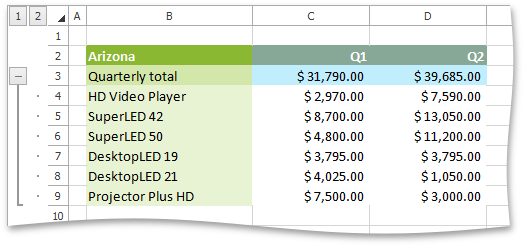 SpreadsheetControl_SummaryAboveDetail