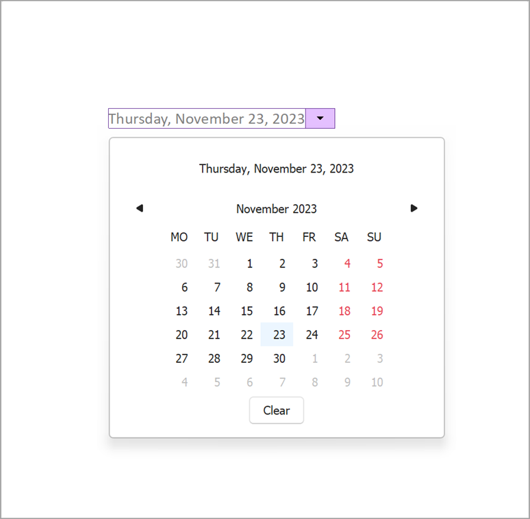 date picker in word processing