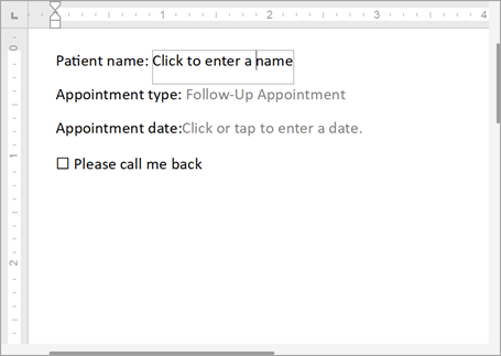 content controls simple forms