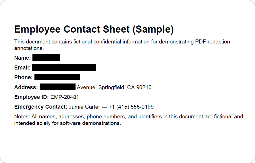 Redaction Annotation, DevExpress PDF Document API for Java