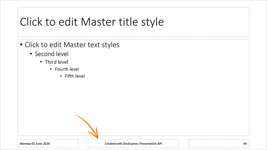 Configure Footer Text, DevExpress Presentation API for Java