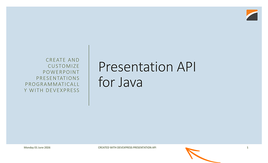 PowerPoint Presentation with Footer, DevExpress Presentation API for Java