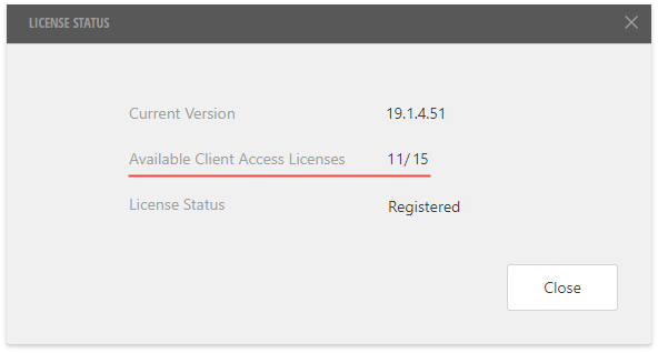 **The additionally purchased bandle of CALs is not registered**