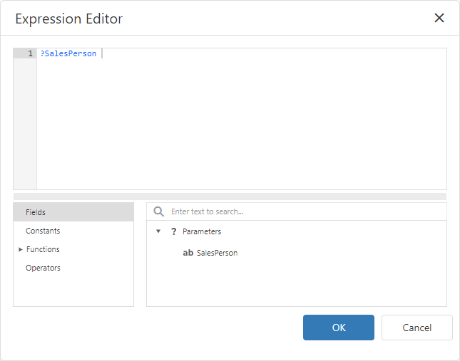 Expression Editor - Bind Dashboard Parameter