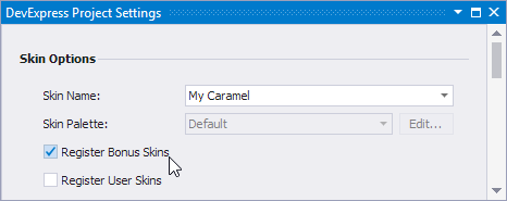 Bonus Skins Project Settings