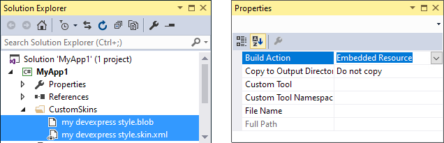 BLOB Skins - Change Build Action