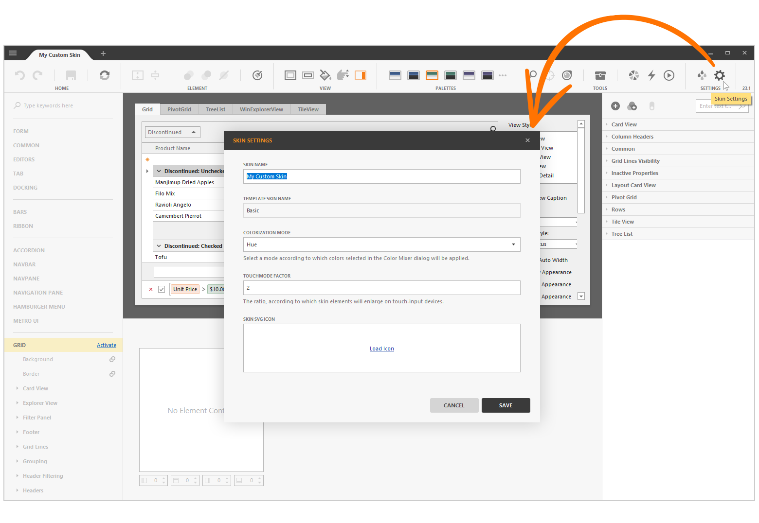 Export and Apply Custom Skins | WinForms Skin Editor | DevExpress ...