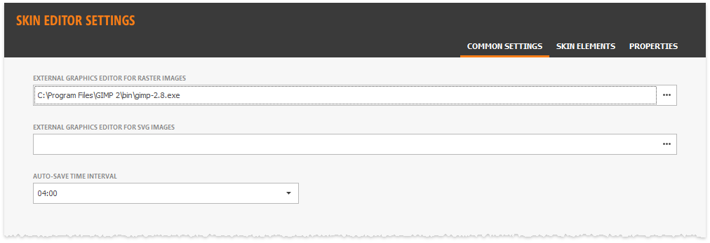 Skin Editors Settings