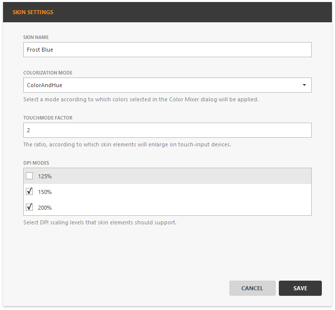 Skin Settings