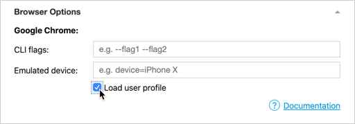 The Load User Profile check box
