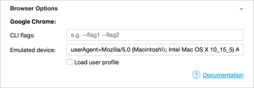 Specify User Agent to Emulate