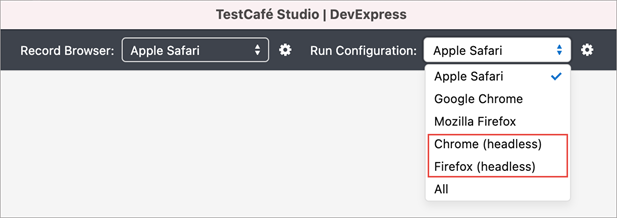 Headless browsers configurations