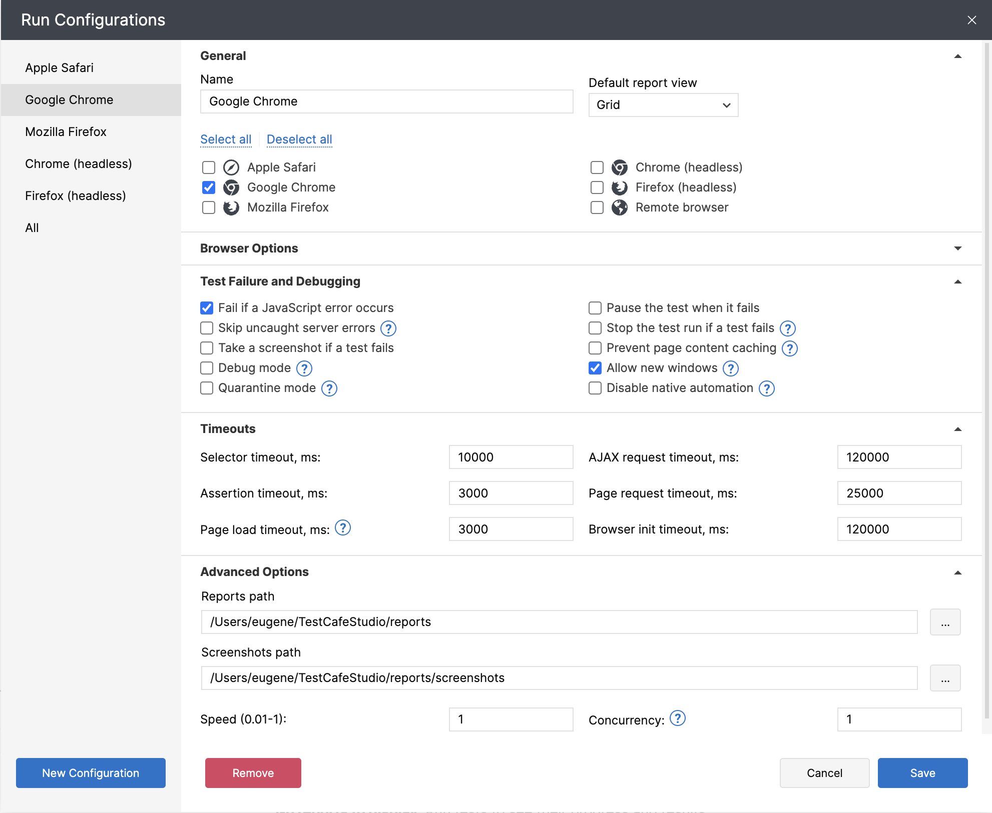 Run Configurations Dialog