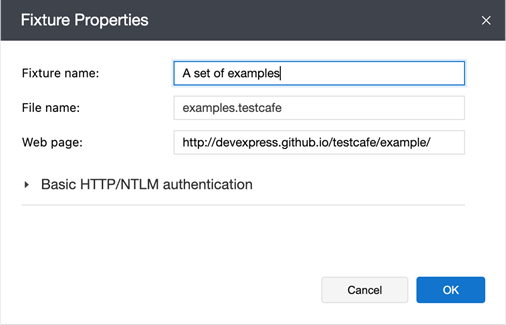 Fixture Properties dialog