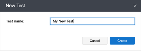 New Test dialog