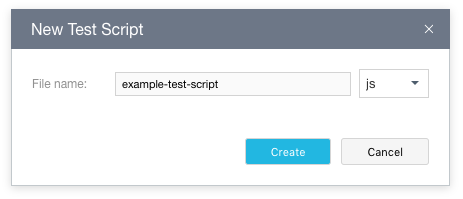 New Test Script dialog
