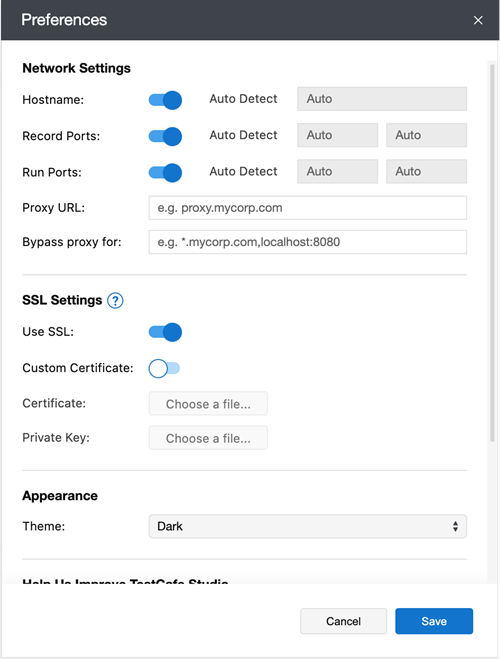 Preferences Dialog