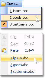 A Toolbar MRU List Item