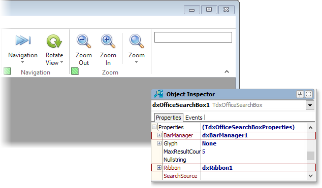 How to Use the Office Search Box with a Ribbon or Toolbar UI | VCL |  DevExpress Documentation