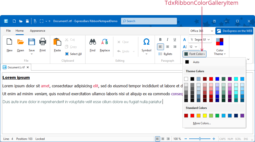 VCL Bars: A Color Gallery Bar Item Example