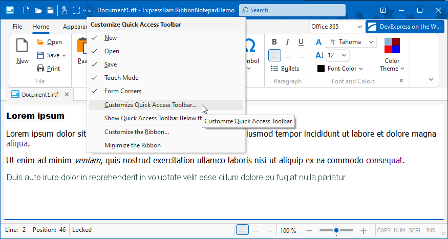 VCL Bars: A Quick Access Toolbar Example