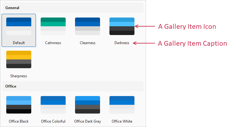 VCL Bars: Palette Chooser Gallery Item Captions and Icons in a Drop-Down Menu