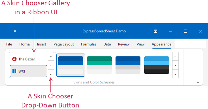 VCL Bars: A Skin Chooser Gallery in a Ribbon UI