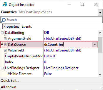 VCL Chart Control: Doughnut View Tutorial. Step 1 - Assign a Data Source