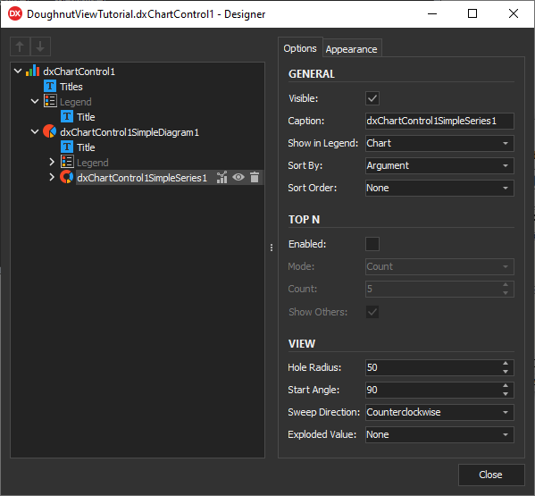 VCL Chart Control: Doughnut View Tutorial. Step 1 - The Chart Designer Dialog