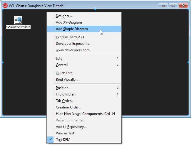 VCL Chart Control: Doughnut View Tutorial. Step 1 - The Design-Time Context Menu