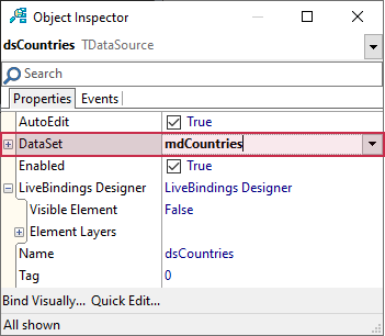 VCL Chart Control: Doughnut View Tutorial. Step 1 - Associate the Data Source with the Memory-Based Dataset