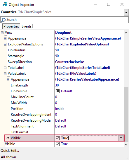 VCL Chart Control: Doughnut View Tutorial. Step 2 - Display Value Labels