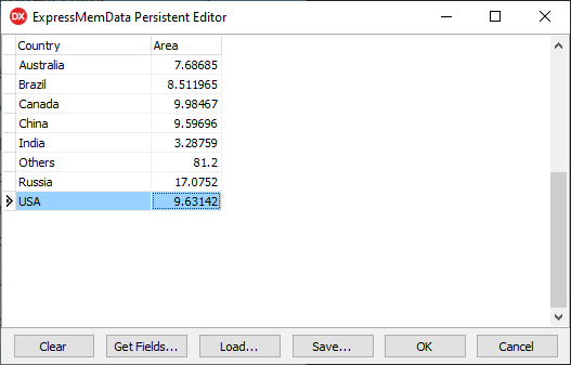 VCL Chart Control: Doughnut View Tutorial. Step 1 - The Populated TdxMemData Component