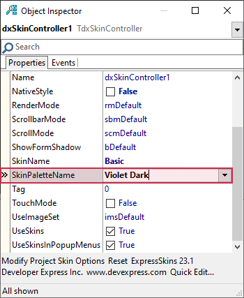 VCL Chart Control: Doughnut View Tutorial. Step 1 - Select the Violet Dark Color Scheme