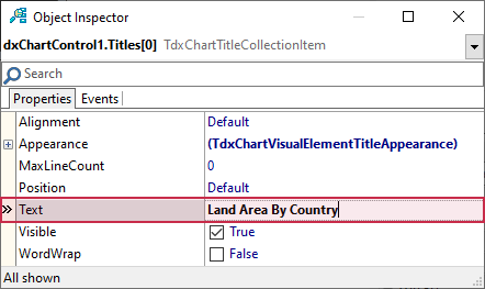 VCL Chart Control: Doughnut View Tutorial. Step 3 - Specify the Main Title