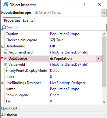 VCL Chart Control: Line View Tutorial. Step 2 - Assign a Data Source to the Series