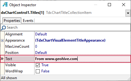 VCL Chart Control: Line View Tutorial. Step 4 - Assign Extra Title Text