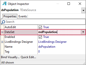 VCL Chart Control: Line View Tutorial. Step 2 - Associate the Data Source with the Memory-Based Dataset