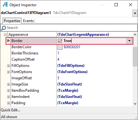 VCL Chart Control: Line View Tutorial. Step 3 - Display the Legend Pane Border