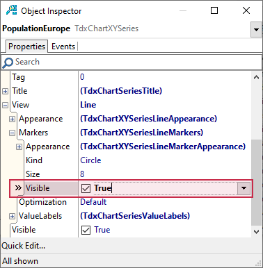 VCL Chart Control: Line View Tutorial. Step 3 - Display Value Markers