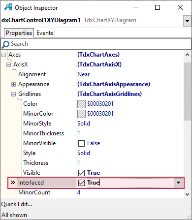 VCL Chart Control: Line View Tutorial. Step 4 - Enable Vertical Interlacing