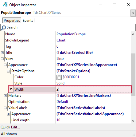 VCL Chart Control: Line View Tutorial. Step 3 - Increase Line Width