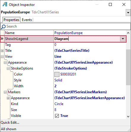 VCL Chart Control: Line View Tutorial. Step 3 - Move Series to the Diagram Legend Pane