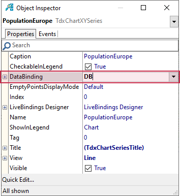 VCL Chart Control: Line View Tutorial. Step 2 - Enable Bound Mode