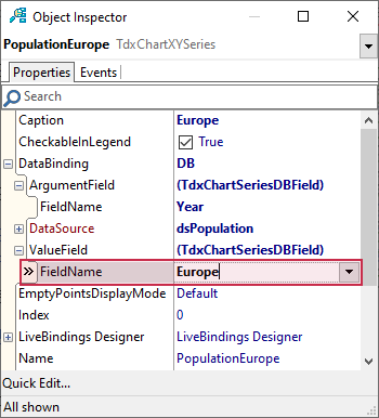 VCL Chart Control: Line View Tutorial. Step 2 - Assign the Value Field