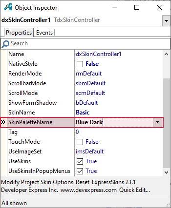 VCL Chart Control: Line View Tutorial. Step 1 - Select the Blue Dark Color Scheme