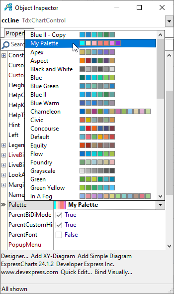 VCL Chart Control: Apply a User Palette in the Object Inspector