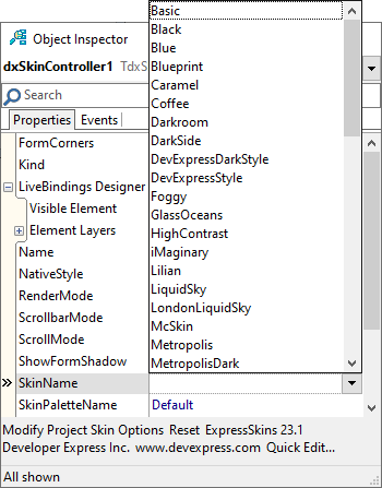 VCL Chart Control: Line View Tutorial. Step 1 - Select any Available Skin